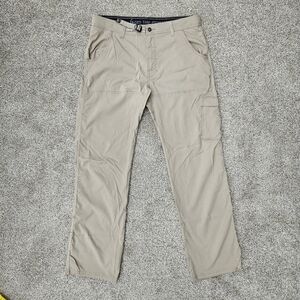Prana‎ Zion II Pants Khaki Green Tan Stretch Roll Up Cargo Hiking Womens L 34 L